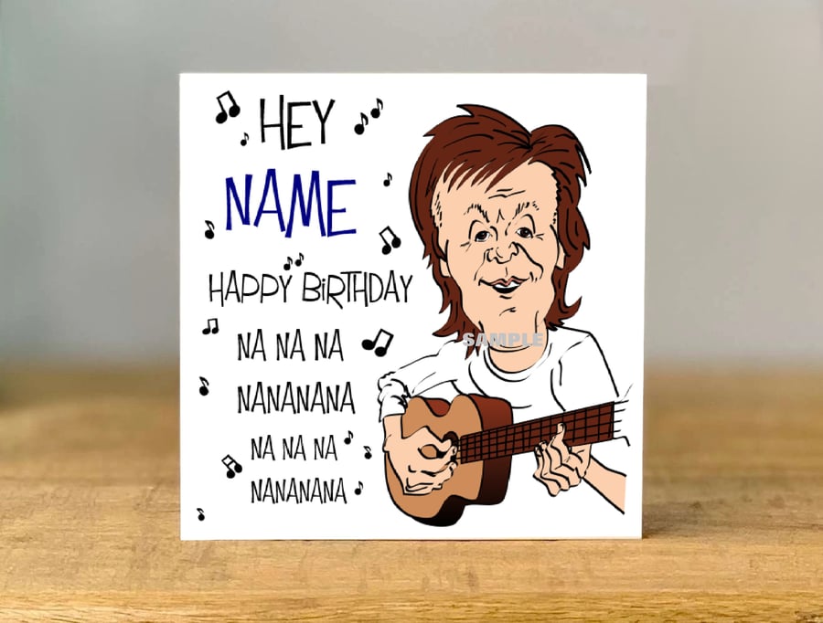 Personalised 60s Music Birthday Card, McCartney, beatles, mum, dad, grandad, 
