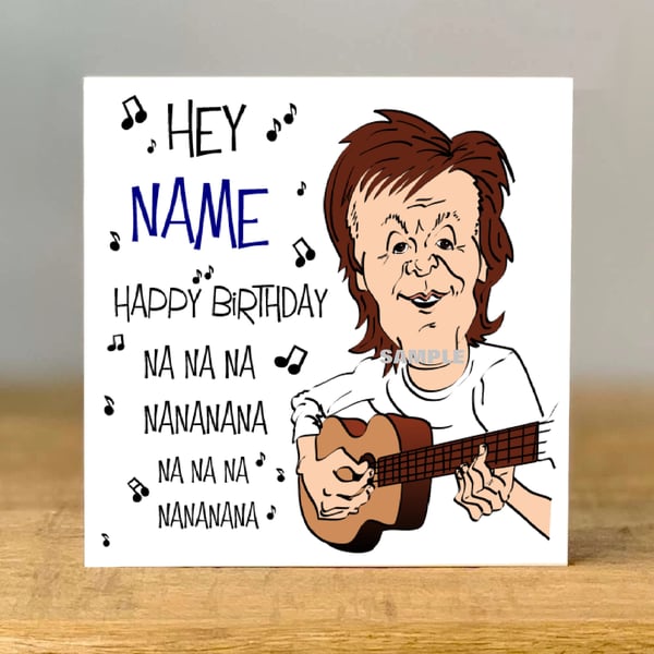Personalised 60s Music Birthday Card, McCartney, beatles, mum, dad, grandad, 