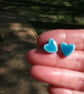 Tiny Turquoise Heart Stud Earrings - Image 4