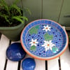 White Water Lily Mosaic Bird Bath