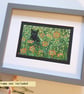 Black Cat Among the Cosmos, original cat art, animal wall art, drawing - Image 9