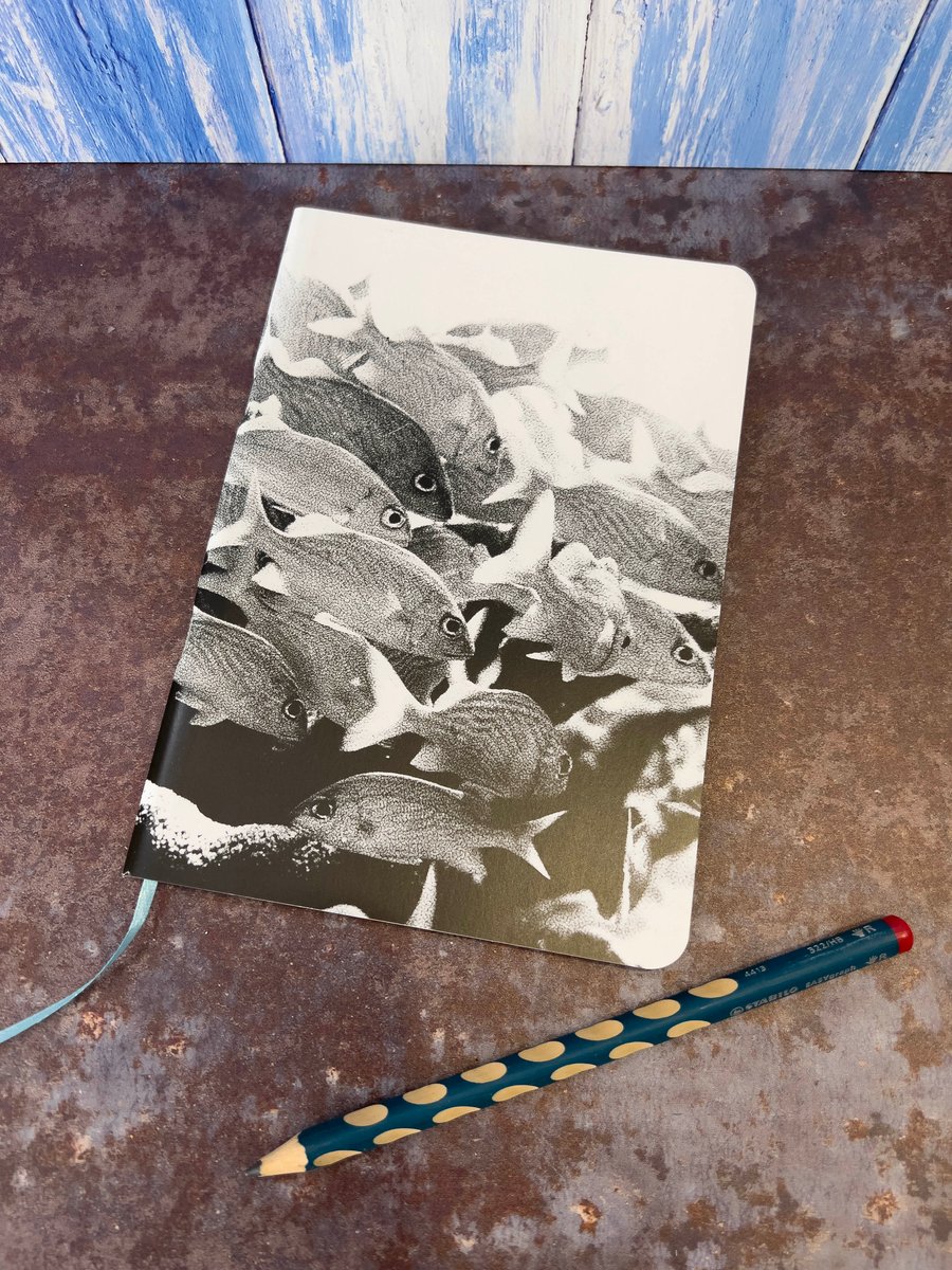 Notebook, Marine themed, A5 (ish), made from up-cycled and recycled materials.