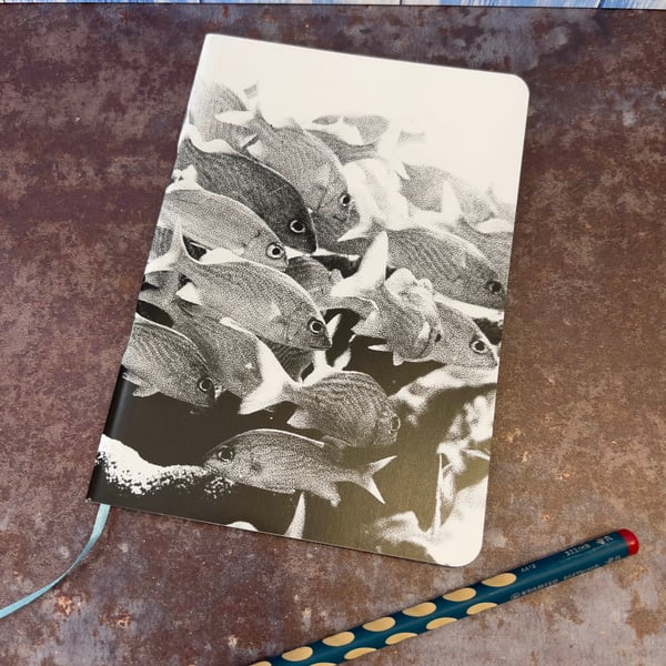 Notebook, Marine themed, A5 (ish), made from up-cycled and recycled materials.