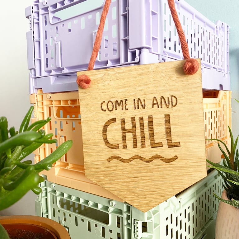 Cheerful plant home decor gift for her, wooden wall hanging sign gardeners gift