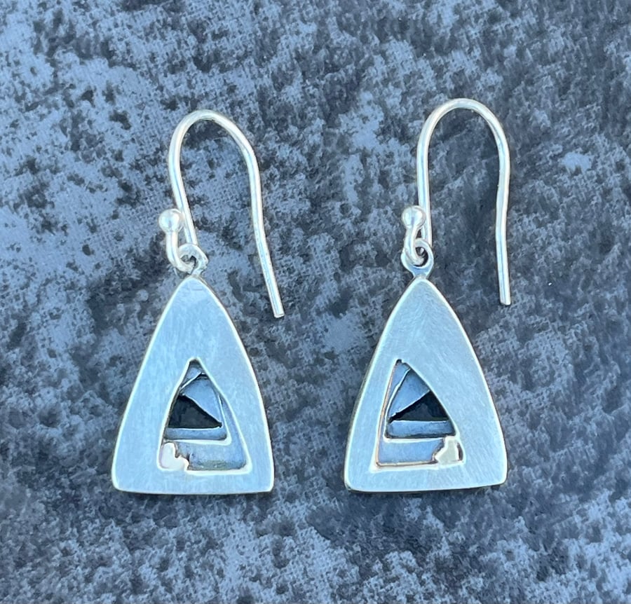 Arch Earrings, gold heart earrings, oxidised earrings, architecture, valentines,