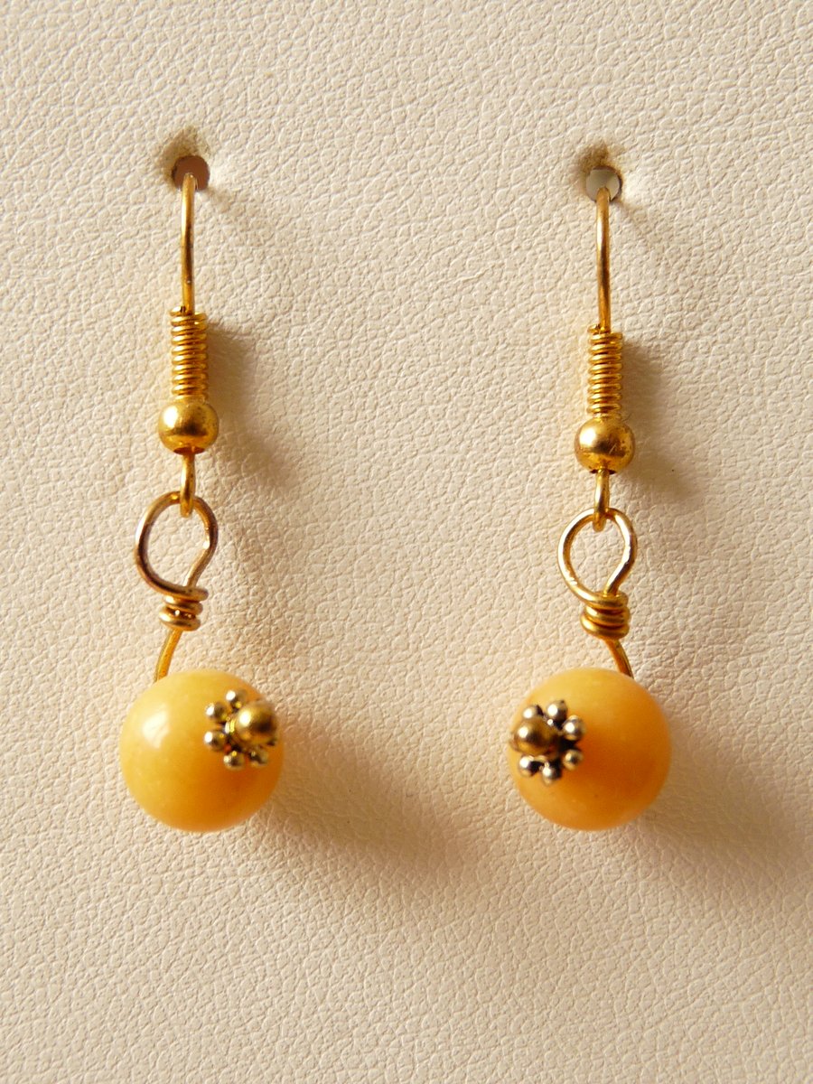 Yellow Quartzite Earrings - Genuine Gemstone