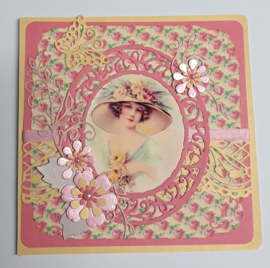 SOLD Vintage Lady Blank Birthday Mothers Day Card