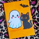 Cat and Ghost Halloween A4 Canvas Painting 