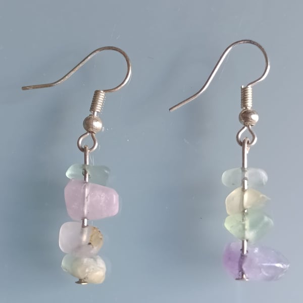 Pastel Stone Dangle Earrings
