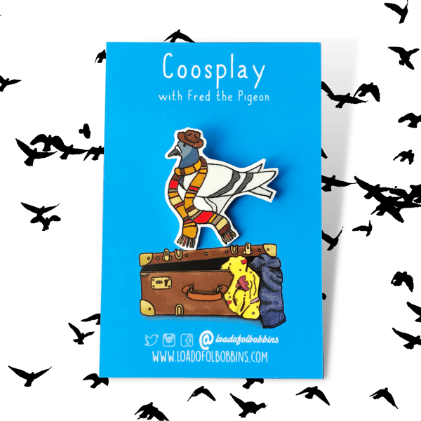 SALE - Dr Coo Illustration Pigeon Brooch Pin - Inspired by the 4th 