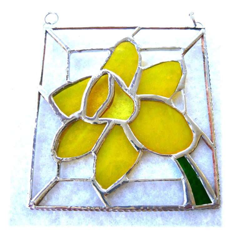 Daffodil Stained Glass Framed Suncatcher Spring Flower