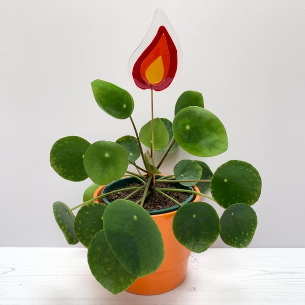 Flame Fused Glass Houseplant Stake - Design 2