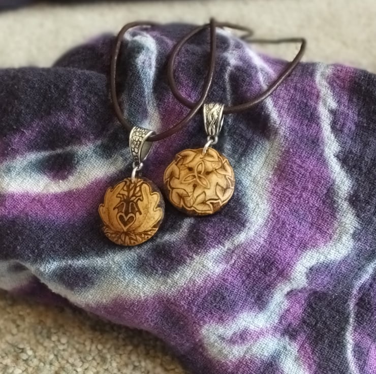 Ivy Triquetra Pyrography Wooden Pendant Necklace - Folksy