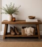Handmade Rustic Wooden TV Console Unit: Farmhouse Bedside Shelf Table Book Shelf - Image 1