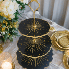 Luxury Black & Gold Three,Tier Cake Stand, Elegant Dessert Stand,  Decorative S