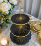 Luxury Black & Gold Three,Tier Cake Stand, Elegant Dessert Stand,  Decorative S