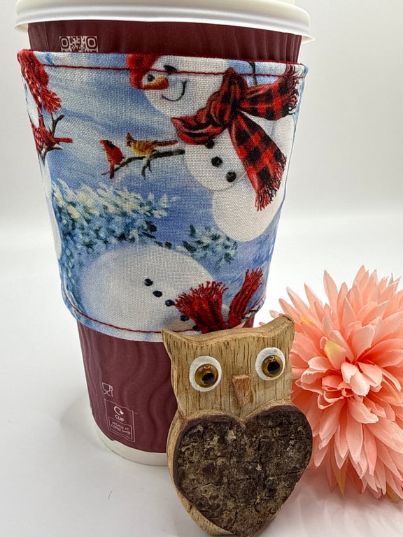 Snowman Cup Sleeve for Disposable and Travel Cups, Hot or Cold Drink Cup Sleeve 