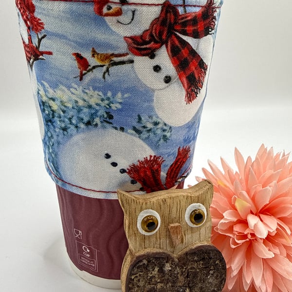 Snowman Cup Sleeve for Disposable and Travel Cups, Hot or Cold Drink Cup Sleeve 