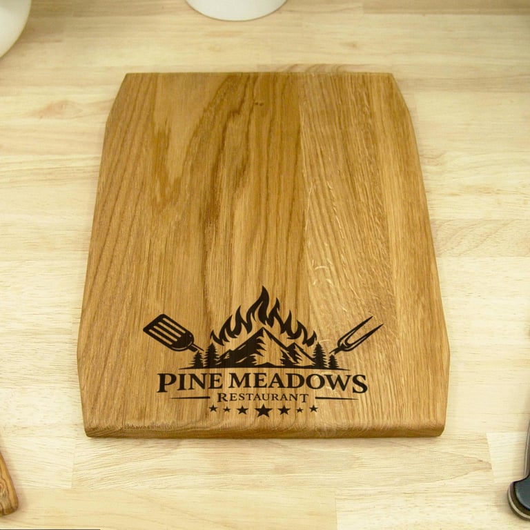 Personalised Solid Oak Chopping Board Custom Engraved with Logo or Text
