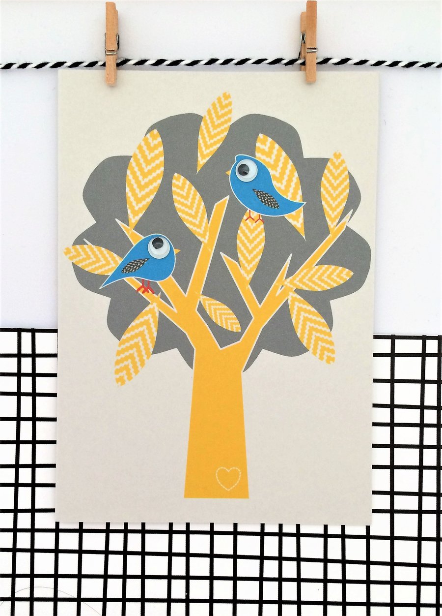 Birthday Card - Blue Birds - Greetings Card - Googly Eyes - Cute Card - Fun Card