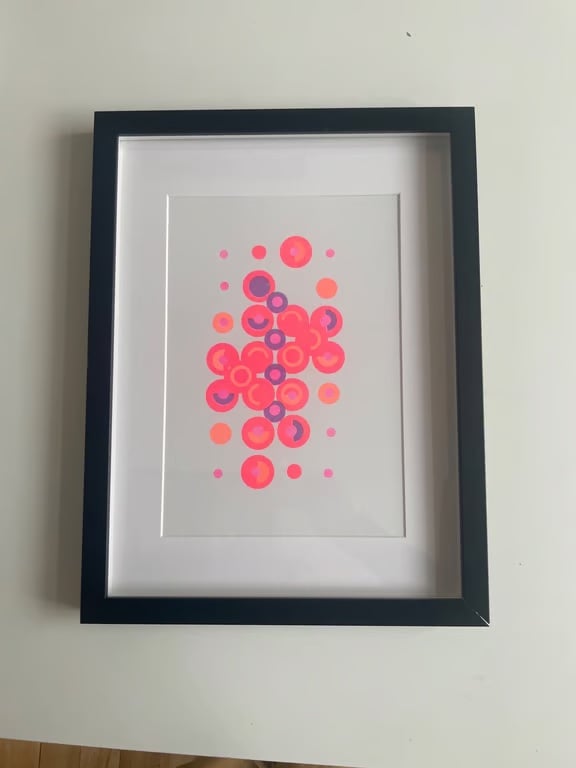 Abstract Geometric Collage A4 Risograph Print  - Vibrant Fluorescent Wall Art