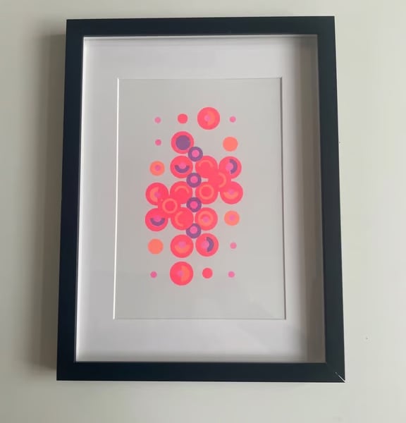 Abstract Geometric Collage A4 Risograph Print  - Vibrant Fluorescent Wall Art