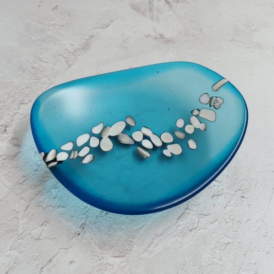 Turquoise Blue Fused Glass Dish