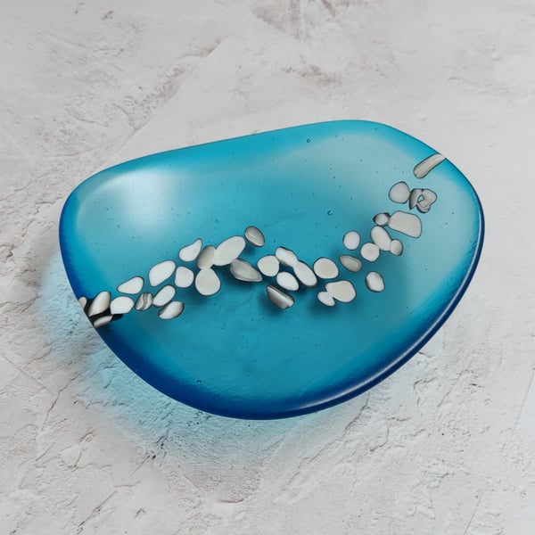 Turquoise Blue Fused Glass Dish