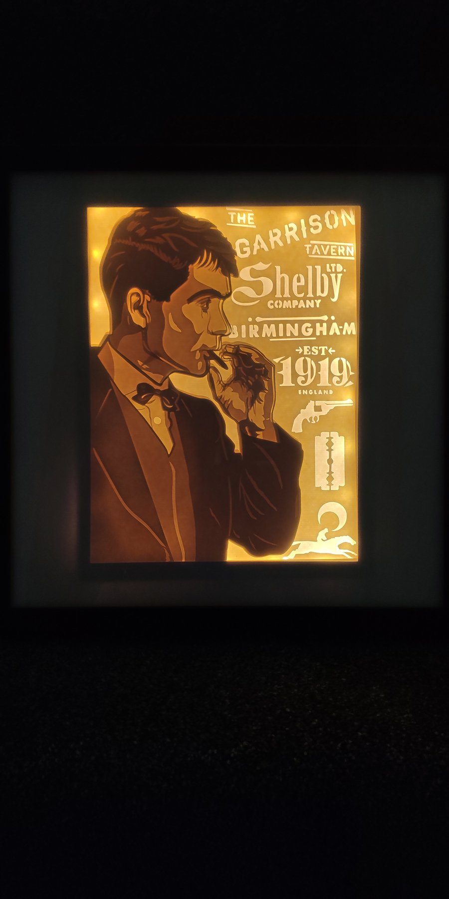 Tommy Shelby Peaky Blinders lightbox shadow art collectable fathers day gift