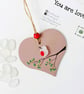 Sea Glass Robin Heart, Handmade Robin Hanging Decoration, Meaningful Beach Gift - Image 2