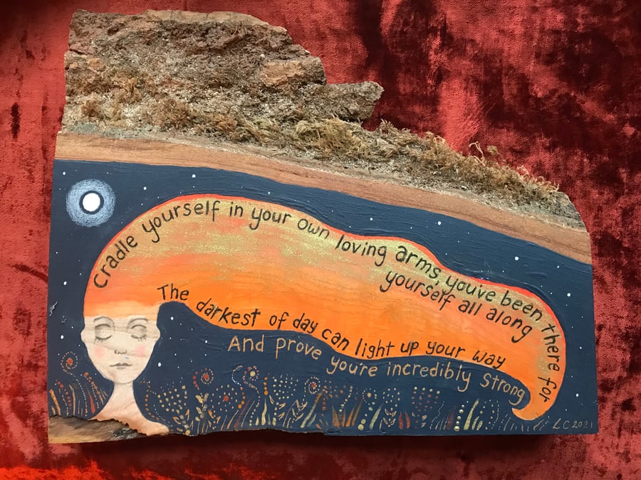 SALE! Painted wood piece 10.5" by 8.5" by 1" "Know you're enough"
