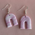 Pink and white polymer clay earrings 