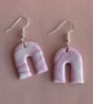 Pink and white polymer clay earrings 