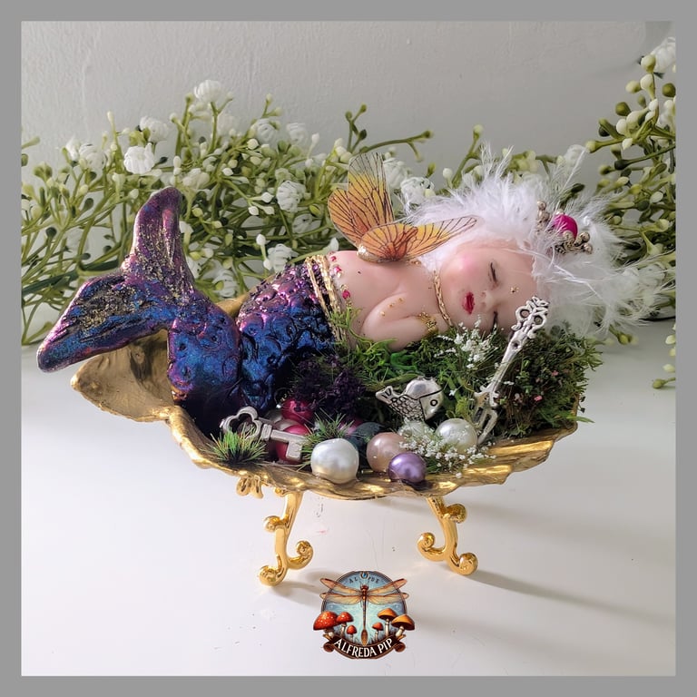 Magical Mermaid Alana in a Gold Shell