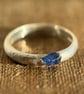 Sterling Silver Sand Cast Rough Sapphire Ring Band