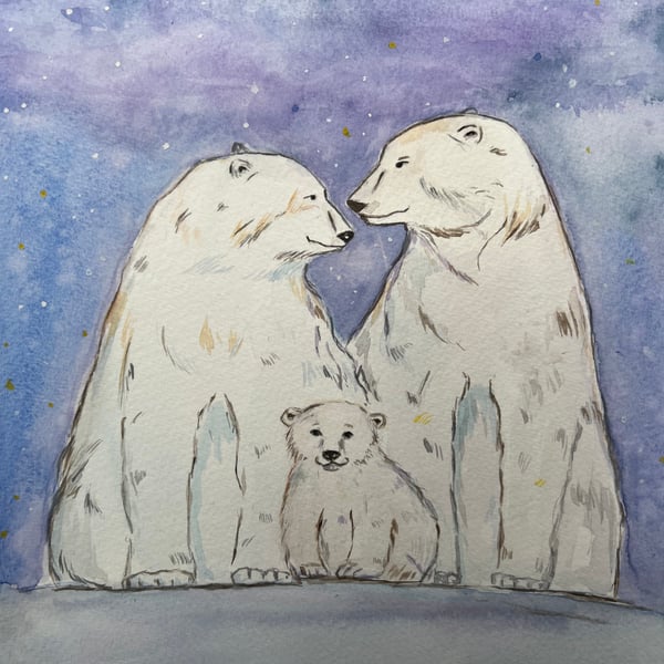 Custom Bears Family Watercolor illustration
