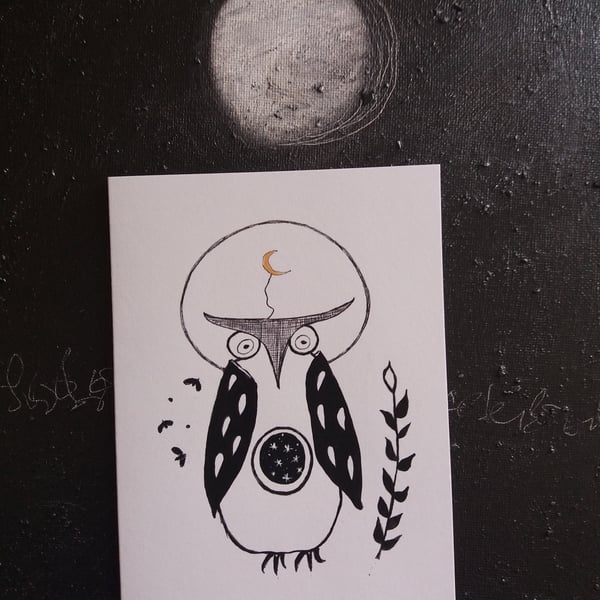 inky owl - notecard