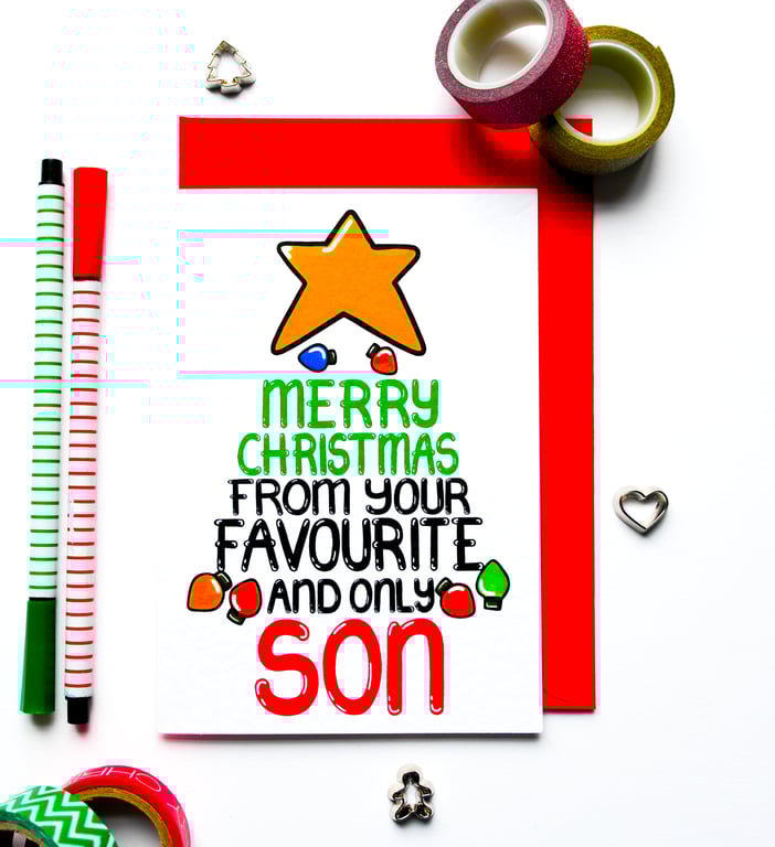 Christmas Card From Your Favourite Son Funny Christmas Card for Mum and Dad