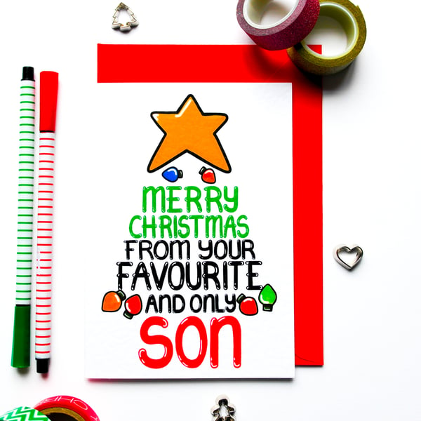 Christmas Card From Your Favourite Son Funny Christmas Card for Mum and Dad
