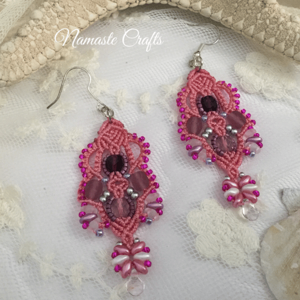 Pretty delicate beaded lacy earrings, elegant, classy, stylish, fashionable