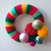 Crochet Christmas wreath, pompom wreath, bauble wreath, free UK shipping