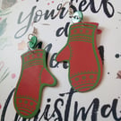 Mittens Christmas Festive Magnet Charm Earrings