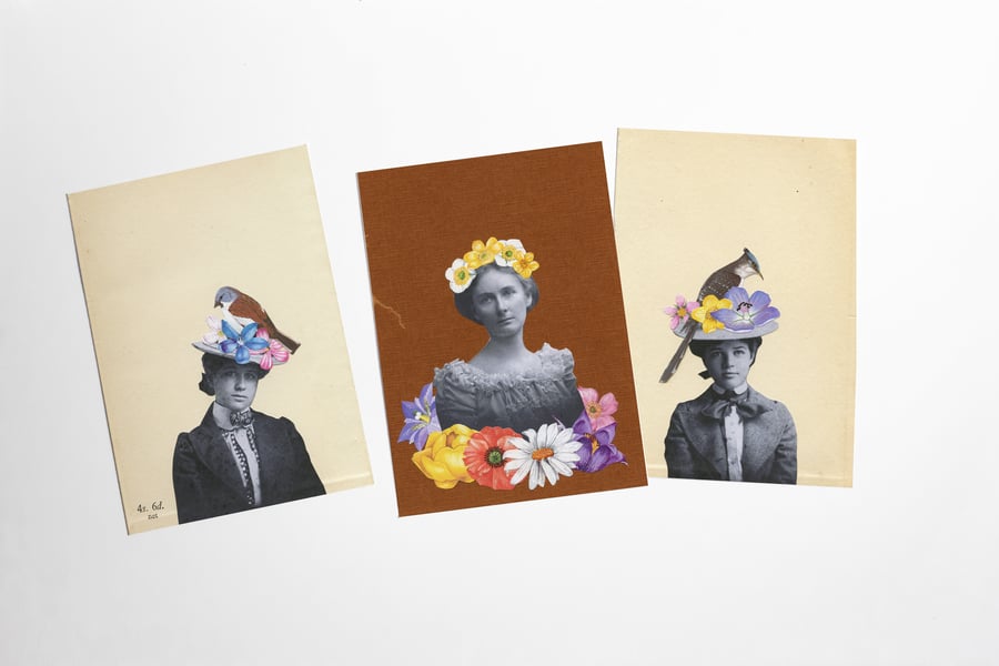 Flower and Bird Portrait Postcard Set - Victorian Belles
