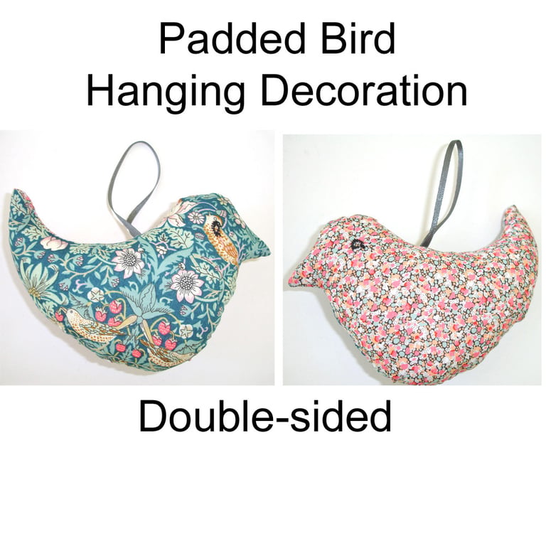 Bird Hanger Strawberry Thief Hanging Padded Decoration William Morris Green