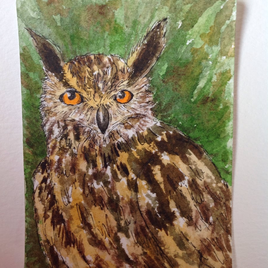 ACEO Original Owl watercolour