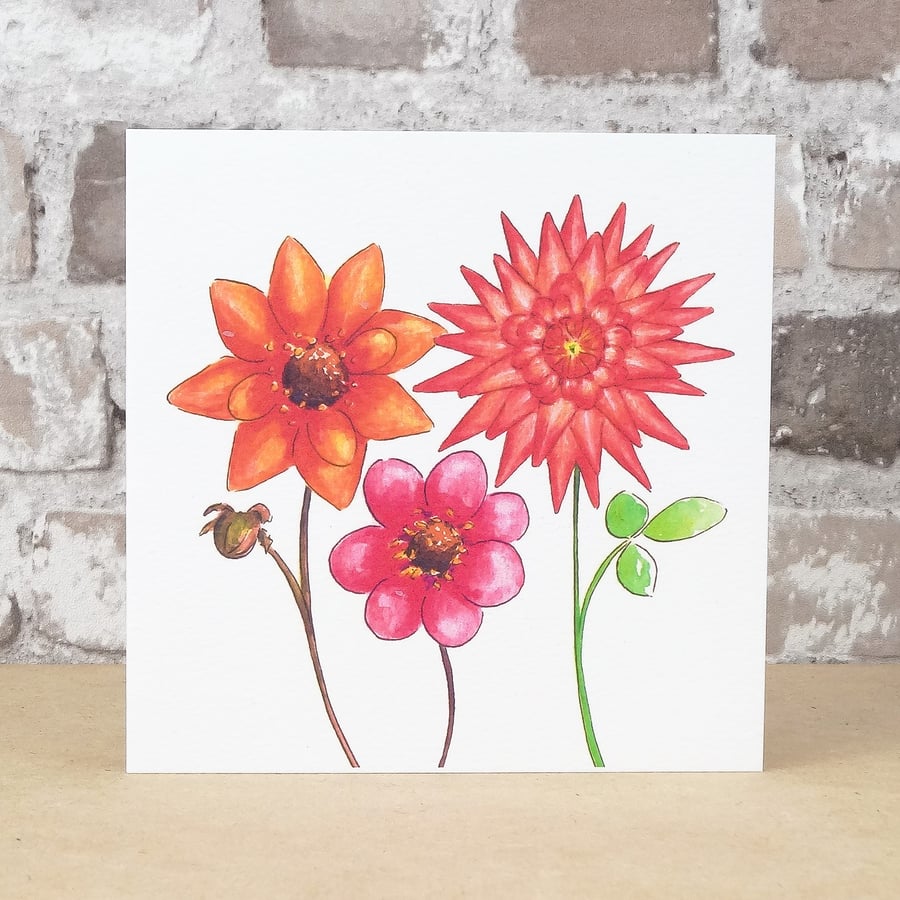 Blank Card Dahlia Garden Eco Friendly