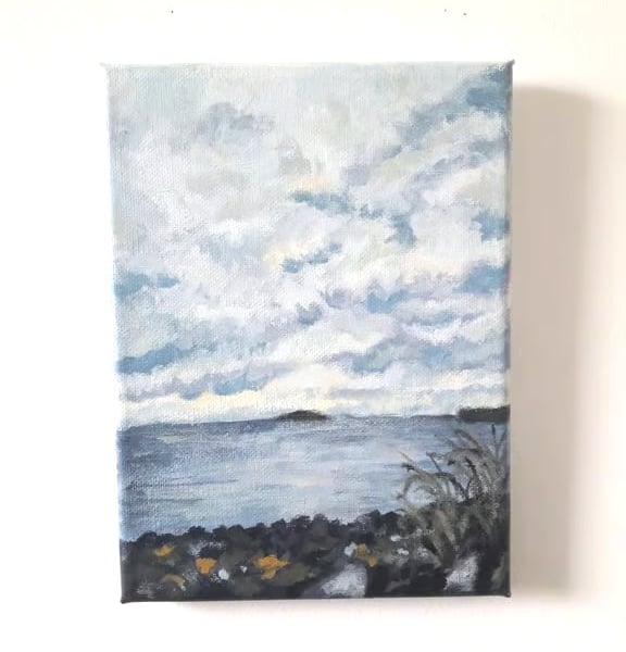 Sea view from Crammond Beach small original painting 