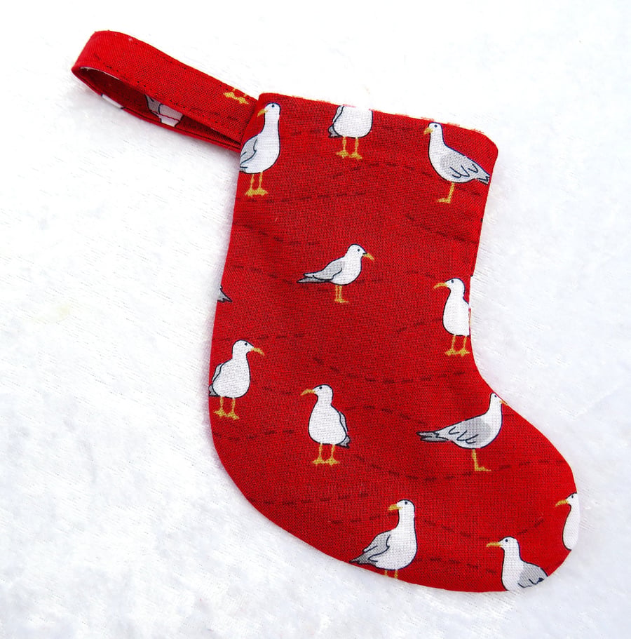 Image of Mini Christmas Stocking,  Seagulls design