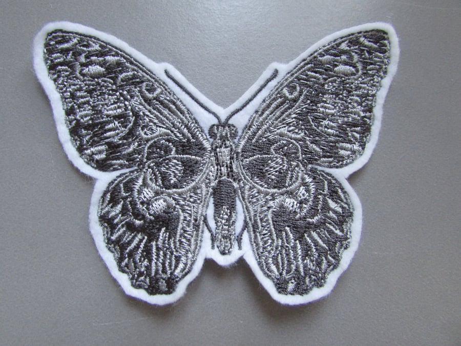 Embroidered Skull Butterfly Applique Patch