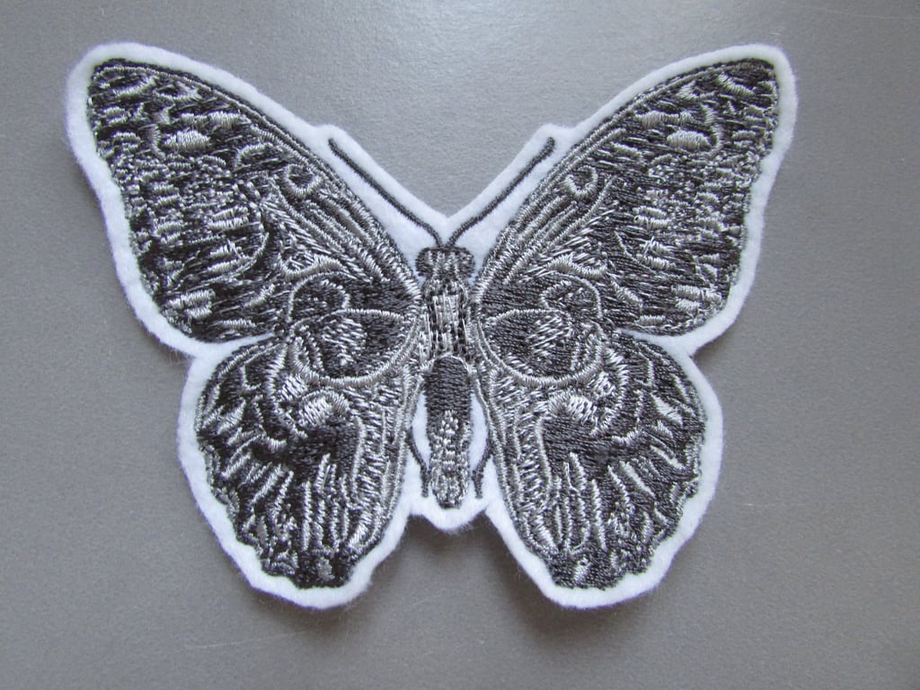 Embroidered Skull Butterfly Applique Patch